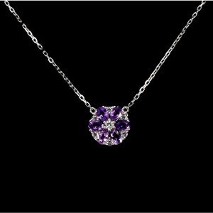 Necklace 16 inch Pearl Amethyst 4x3mm White Topaz 925 Sterling Silver